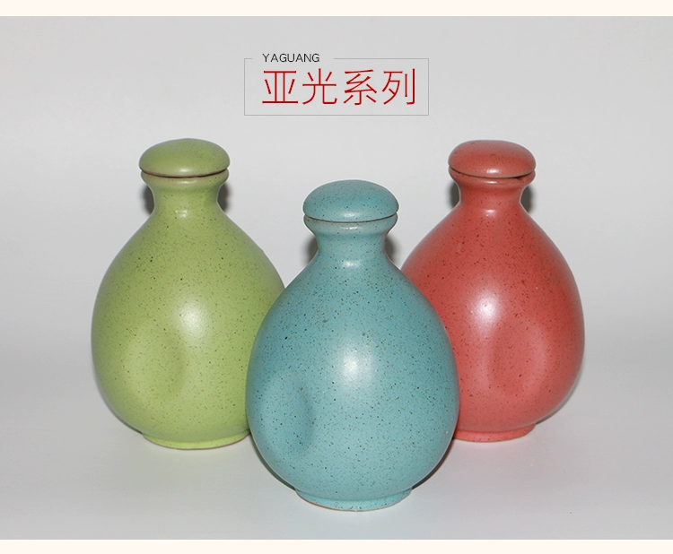 Bình gốm sứ 1 kg 500ml đen rượu vang trắng chai tay màu xanh cổ điển đất nung nồi vàng đặt bộ gia ly ruou vang