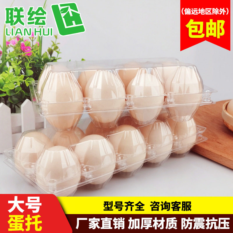 Large egg packaging box egg tray plastic transparent disposable duck egg tray gift box with buckle preserved egg box