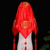 Wedding Bride Red Hood Wedding Hooded Red Headscarf Chinese Show and Festive Pai head yarn towels translucent