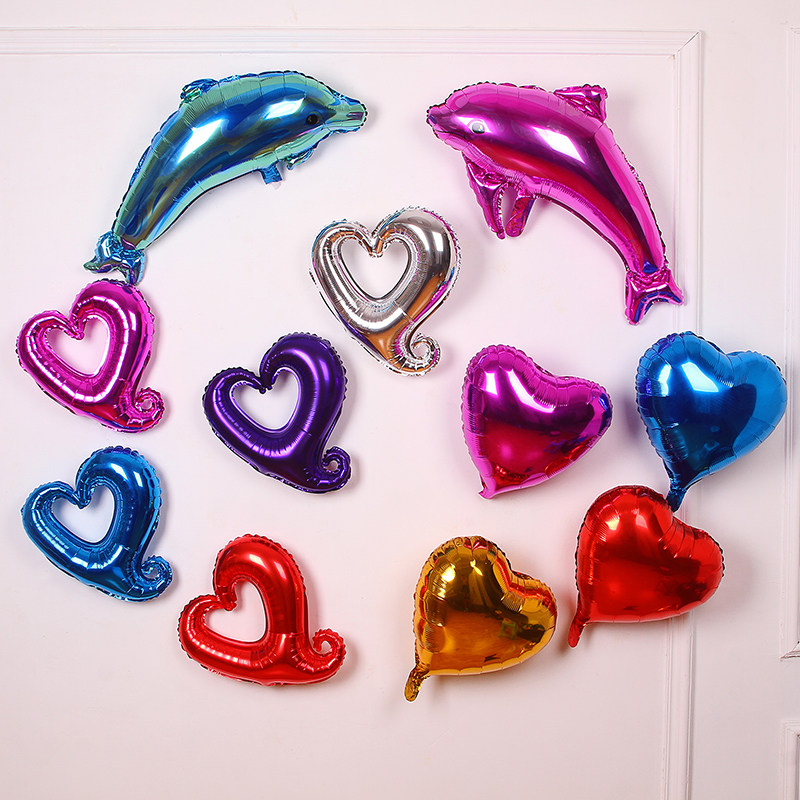 Dolphin Aluminum Film Aluminum Foil Balloon Wedding Wedding Heart-shaped Birthday Party Wedding House Arrangement Decorative supplies