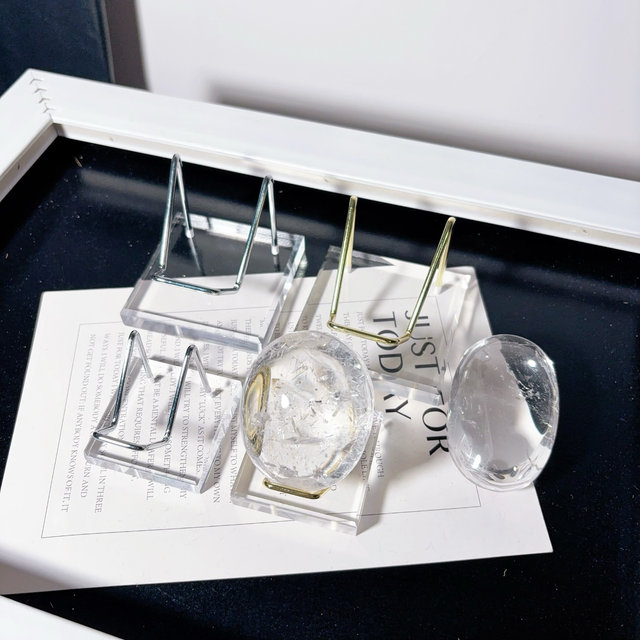 Crystal cluster ore mark rough stone play soap love storage metal placement display bracket acrylic solid wood base