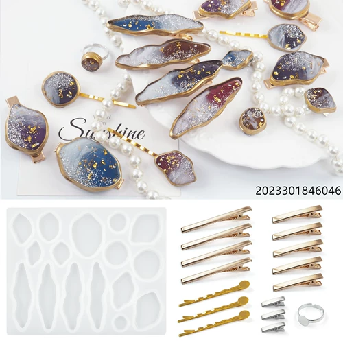 Набор материалов, заколка для волос, форма, силиконовый аксессуар с аксессуарами ручной работы, «сделай сам», зеркальный эффект