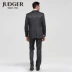 JUDGER Zhuang Ji Dress Up Suit Suit Suit Pinstriped Dress Suit Nam Wool Wool Silk suit nam Suit phù hợp