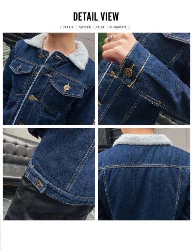 2018 mùa đông mới màu hồng denim áo khoác nam cộng với áo khoác nhung dày nam ấm áp áo len lông cừu cổ áo áo khoác mỏng