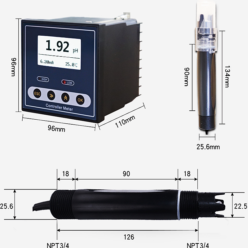 工业在线实时监测控制器检测试仪pH计传感器电极ORP酸度计ph探头