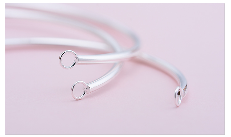925 sterling bạc phụ kiện tự làm đôi nhẫn khuỷu tay làm bằng tay vòng đeo tay vật liệu đính cườm nửa vòng đeo tay - Vòng đeo tay Cuff vòng thạch anh tóc vàng