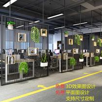 Wrought iron simple light luxury creative screen Office living room bar restaurant shelf decoration solid wood partition Wisp empty