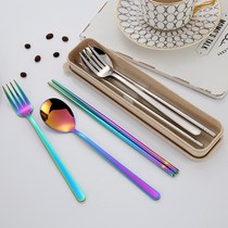 Stainless steel student portable cutlery three-piece