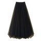 Reversible skirt, spring and summer high-waisted slimming sequin double veil skirt mid-length irregular pleated mesh skirt for women