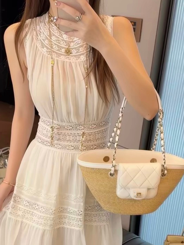 Everyone Has a 26C Patchwork Raffia Small Chanel-Style Basket Bag, Underarm Bag, Chain Bag, Tote Bag, Shoulder Bag Everyone Has a 26C Patchwork Raffia Small Chanel-Style Basket Bag, Underarm Bag, Chain Bag, Tote Bag, Shoulder Bag
