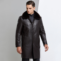 Ni overcome mens whole mink fur long mink coat fur one body mink liner Parker clothing middle-aged coat men