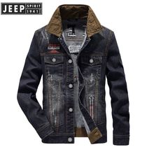 JEEP JEEP mens coat spring 2021 New Wild mens denim jacket black mens jacket thin
