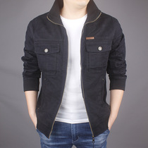 JEEP JEEP black jacket mens spring and autumn casual loose collar mens jacket cotton mature and stable mens top