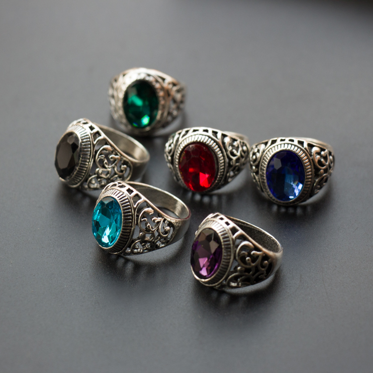 Cắt mặt kính rhinestone nhẫn nam nữ trang sức cặp đôi Nhật Bản và Hàn Quốc thủy triều đơn giản trang sức sinh viên lan truyền bán buôn nóng nhẫn lông voi nam