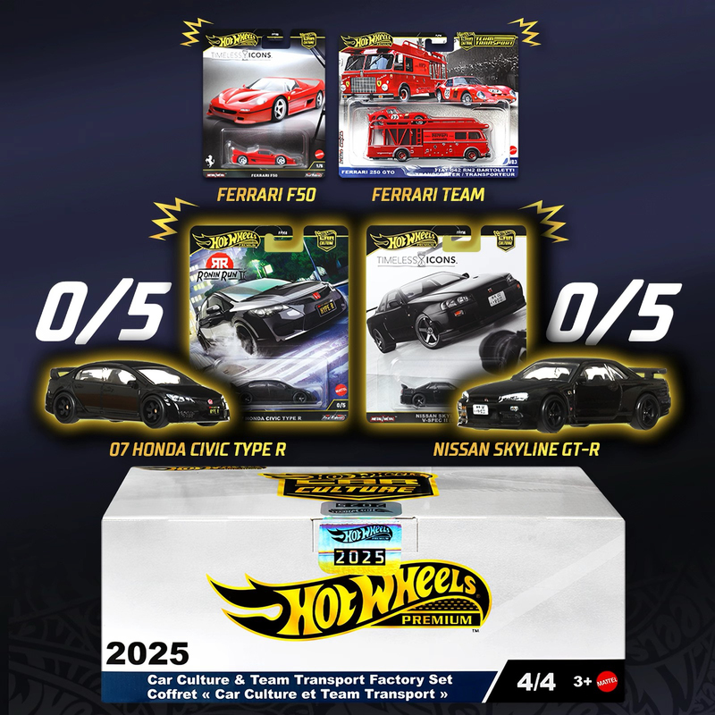 [in Stock] Hotwheels Car Culture Collectible Gift Box Toy Model R34 Rs6 No. 0