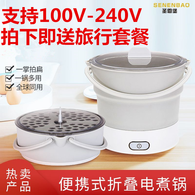 Double voltage travel pot mini-Portable cooking pot steam cooking pot cooking pot cooking pot cooking pot for student pot