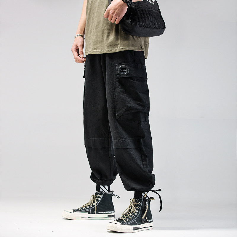 Purifying Eyeballs Homemade Original New Chauffles Men's Loose Straight Barrel Hip-hop Sport Bunch Foot Broadlegged Pants