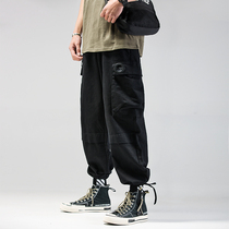 Purify eyeball homemade original new tide - brand pants male loose straight - hop sweathop beam foot leg pants