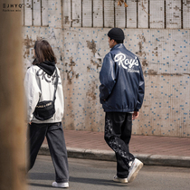 Purify eyeball homemade locomotive coat men loose baseball clothing tide letter printed jacket charge coat
