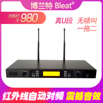 Wireless microphone one drag two U segment wireless microphone infrared automatic frequency microphone KTV dedicated wireless microphone
