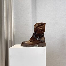 Западные Boots 随意搭配~西部牛仔靴2023复古英伦风真皮机车靴平底马丁靴女短靴