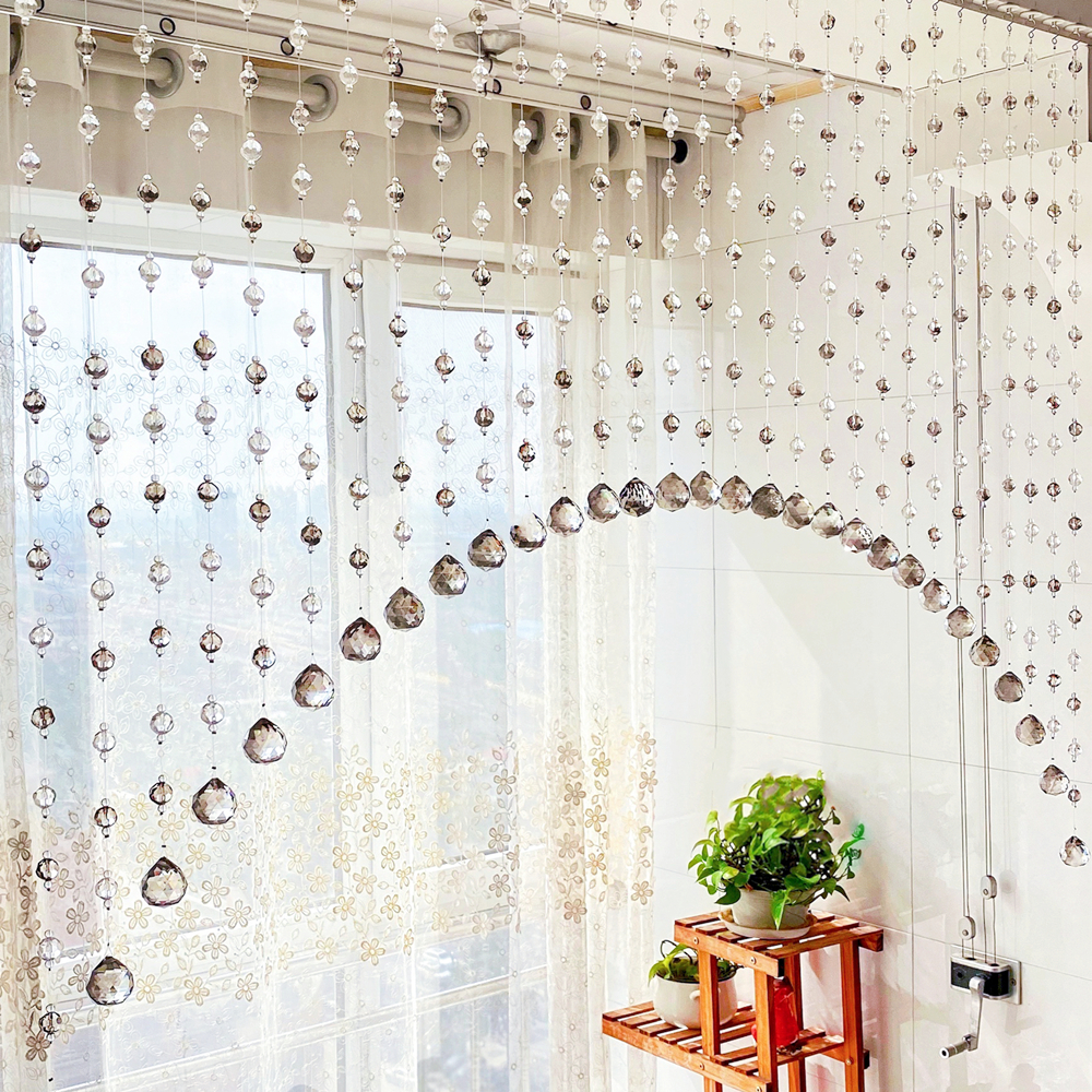 New punch-free light luxury crystal bead curtain living room dining room partition bedroom powder room feng shui door curtain shoe cabinet decoration