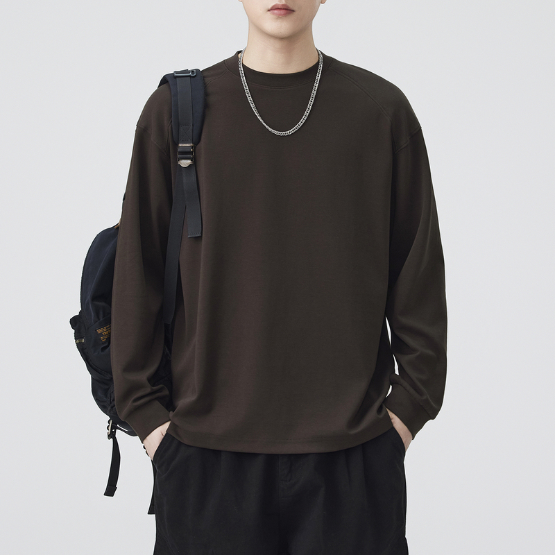 Silente Heavyweight Modal Cotton Retro Long-Sleeve T-Shirt for Men 2026 Autumn and Winter Casual Top Layering Base Shirt
