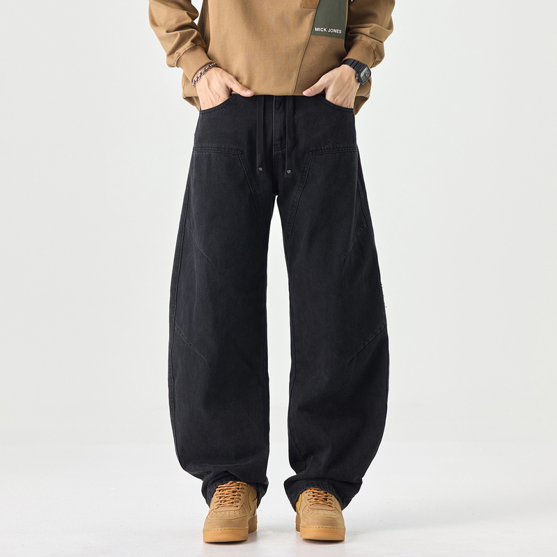 Silents Retro Black Jeans Men's Straight Loose Large Size Lumberjack Pants American Scimitar Pants for Men