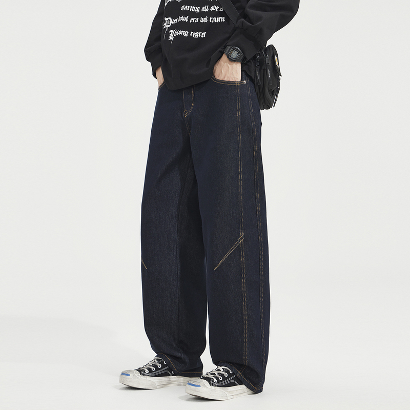 Silents Autumn Original Color Denim Vintage Scimitar Jeans Men's Straight Loose American Casual Long Pants