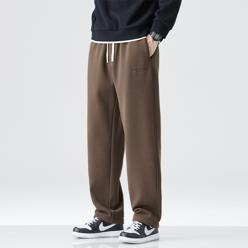 Silents Heavyweight Fleece-Lined Thick Sweatpants for Men, Spring Style, American-Style Loose Straight-Leg Sports Casual Long Pants