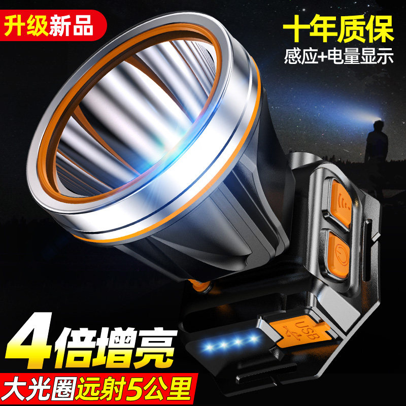 Imported xenon electrician headlight strong light charging super bright super battery life 52000 outdoor miners high power and durable