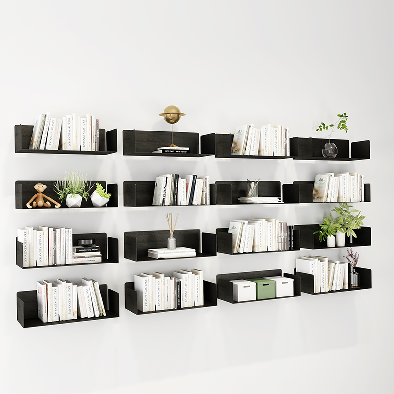 Bookcase Bookcase Brief Wall Shelving Wall Shelving Wall Livingroom Iron Art Wall-mounted Letter Board Creative Containing Layer Shelf