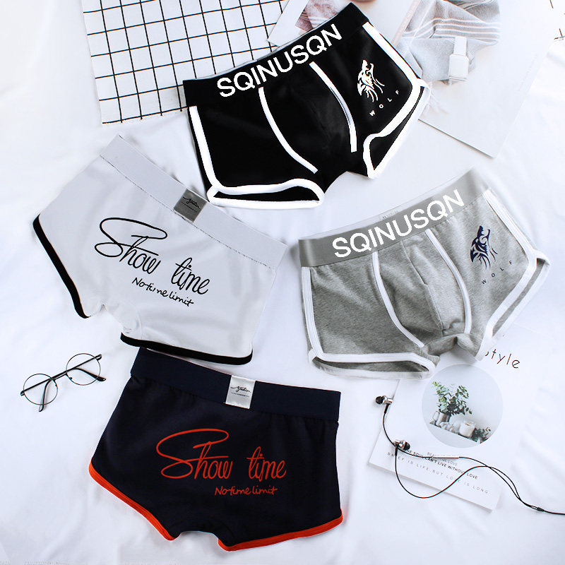 Men's underwear pure cotton men's pants breathable youth tide Han edition students personality sports middle four corner shorts