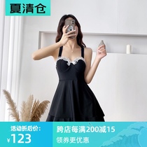 Girls  time 2021 new swimsuit womens summer one-piece cover belly thin hot spring conservative fairy small chest seaside