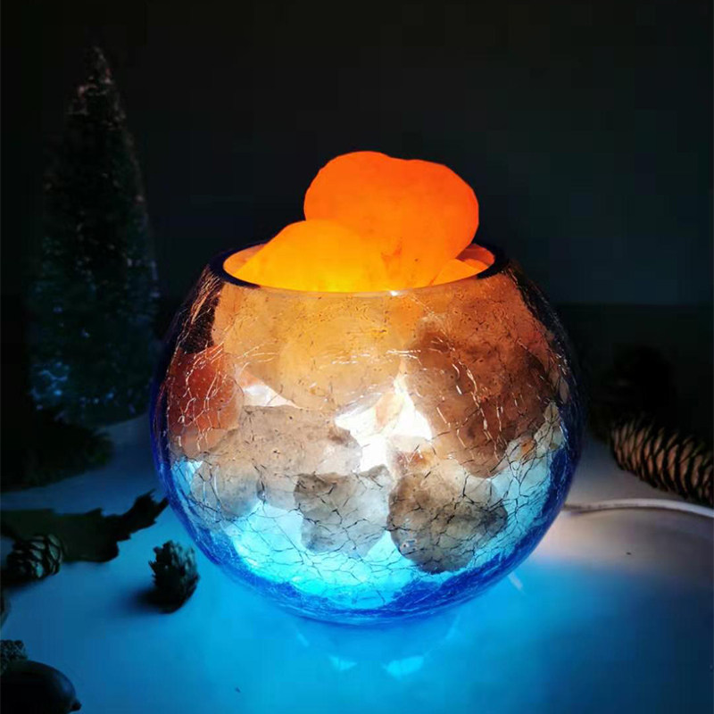 Ice and Fire Salt Lamp Himalayan Crystal Creative Natural Bedroom Headboard Night Light Rose Ore Aroma