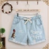 Quần short denim trẻ em lớn cô gái thắt lưng lỏng lẻo thắt lưng mùa hè Quần áo mùa hè Hàn Quốc dễ thương quần trẻ em học sinh tiểu học 12 tuổi - Quần jean Quần jean