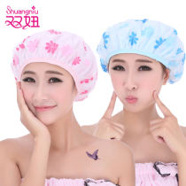 Shower cap waterproof adult womens three-in-one plus printing double baking hat hair mask bath shower cap Dry hair cap