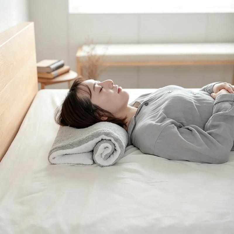 Toughbody Cervical Spine Pillow Tpe Neck Pillow Freely Adjustable Pillow Height Towel Pillow Cylindrical Traction Pillow