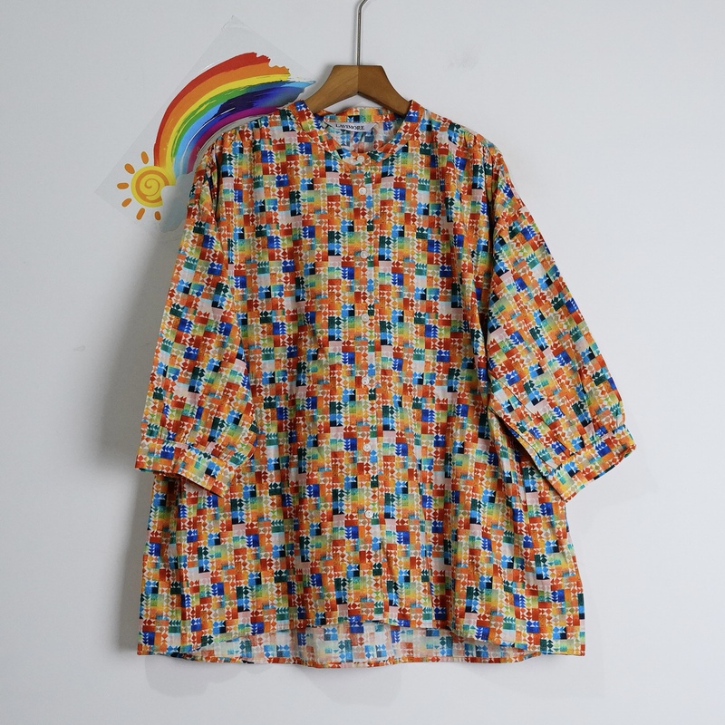 Japanese Original Single-Order Pure Cotton Cactus Print Blouse, Three-Quarter Sleeves, Turn-Down Collar, Thin Shirt, Bust 116, Length 64 Japanese Original Single-Order Pure Cotton Cactus Print Blouse, Three-Quarter Sleeves, Turn-Down Collar, Thin Shirt, Bust 116, Length 64