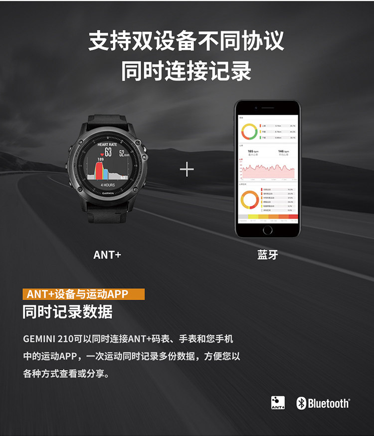 Велокомпьютер magene迈金心率带胸带 速度踏频传感器 ant加蓝牙双协议强兼容