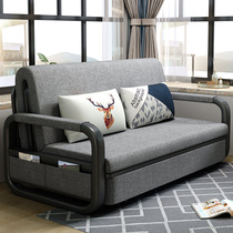 Foldable sofa-bed dual purpose multifunction small family solid wood balcony telescopic bed double 1 5 m living-room sofa