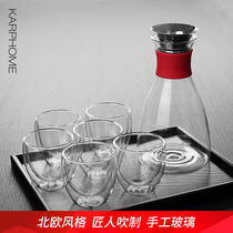 Heat-resistant explosion-proof cold water pot set glass cold kettle summer juice pot drink pot fruit juice cup cold water Cup