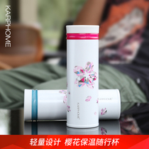 High value couple thermos cup pink small vitality with Cup student office Cup stainless steel cup customization