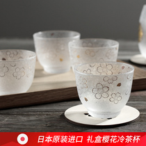 Original imported Ishizuka nitrate Japanese kung fu tea cup tea ceremony glass water cup set ice crystal golden cherry blossom Cup