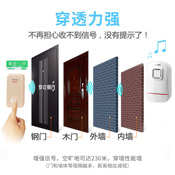 Heideman self-generating doorbell home wireless waterproof ultra-long-distance plug-free electronic remote control Ling old man pager