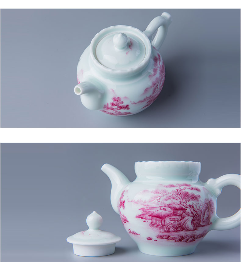 Kung fu cheng DE xuan jingdezhen ceramics high - grade tea hand - made famille rose 41 kettle heavy mountains