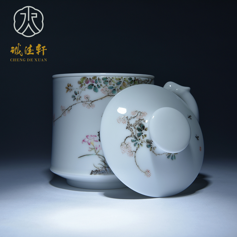 Cheng DE hin jingdezhen ceramic tea set, high - grade pure hand draw pastel 5 cups red smartweed spearmint