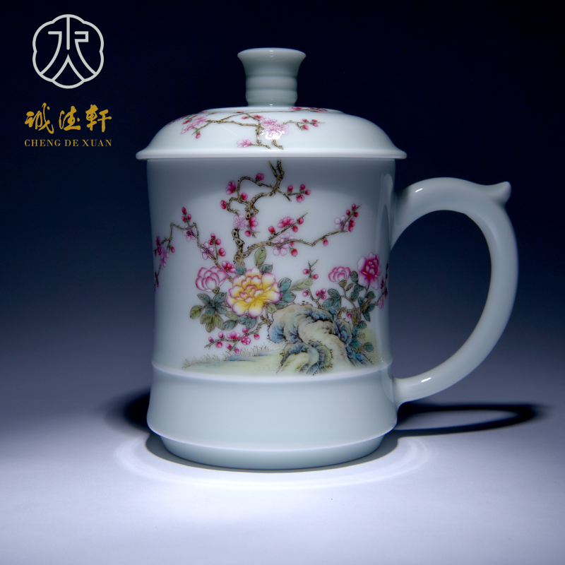 Cheng DE hin jingdezhen ceramic tea set, high - grade pure hand draw pastel cup and cup, the name plum flower