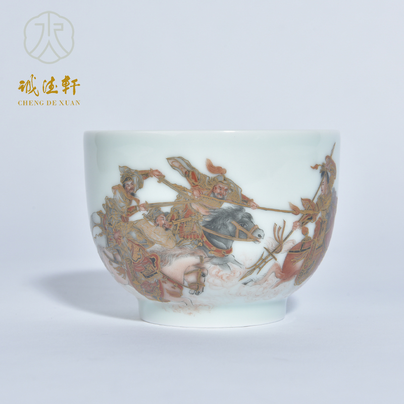 Cheng DE xuan jingdezhen gift kung fu tea master cup hand - made pastel single cup 244 three British war lyu3 bu4