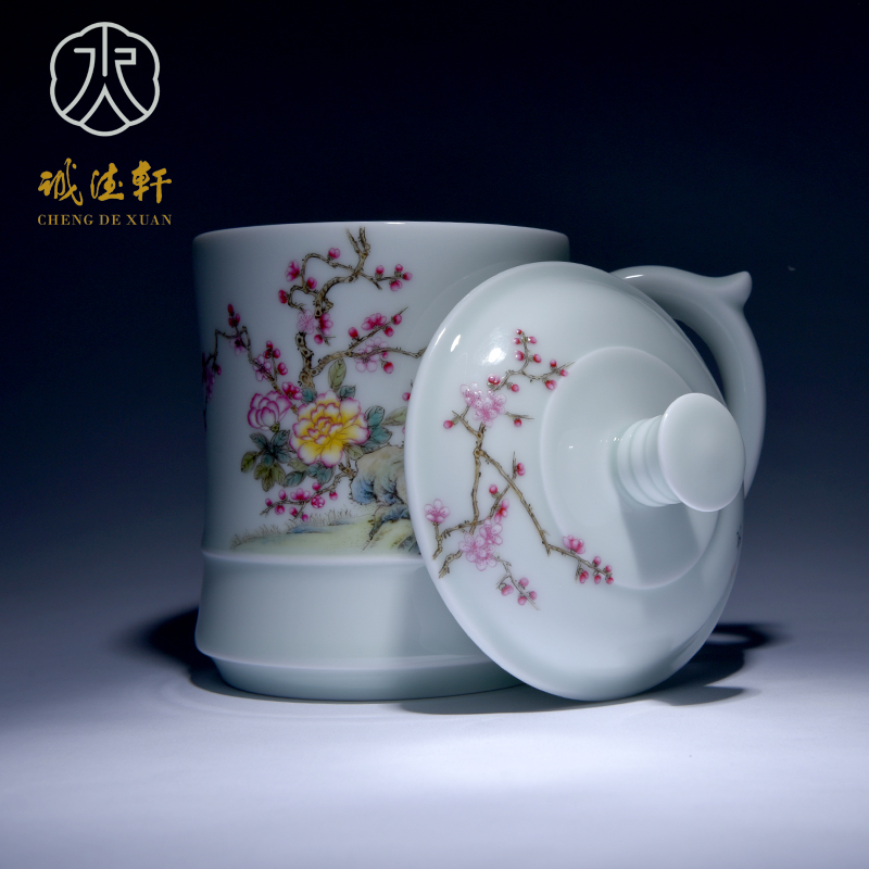 Cheng DE hin jingdezhen ceramic tea set, high - grade pure hand draw pastel cup and cup, the name plum flower